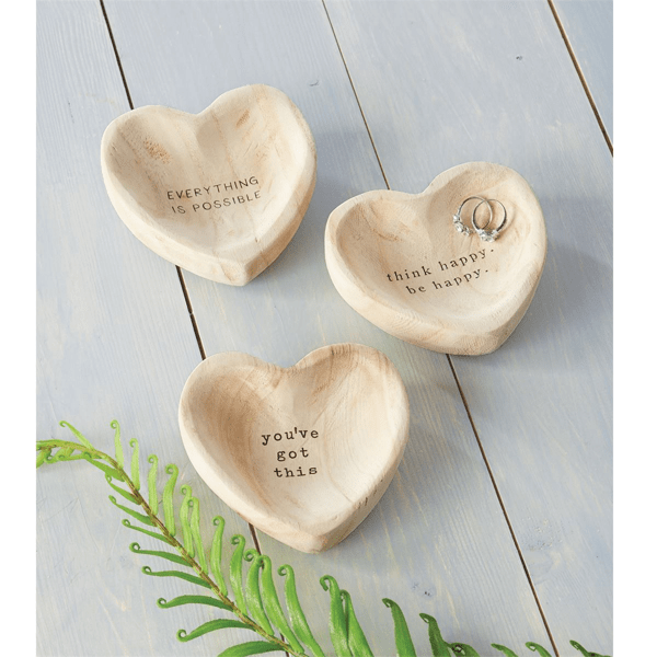 Sentiment Wood Heart Trinket Dish