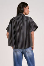 Cyndi Stripe Button-Up Blouse