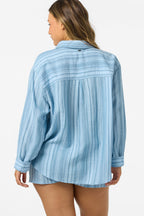 Lena Waves Chambray Blue Stripe Top