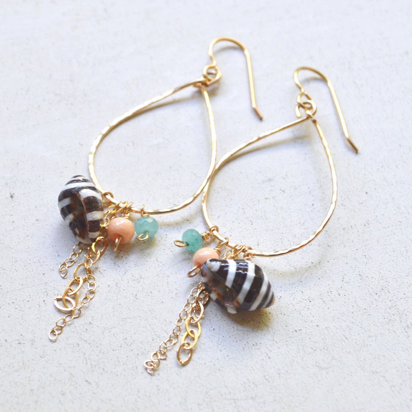 Pyrene Shell Teardrop Gold Earrings