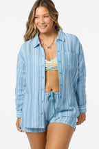 Lena Waves Chambray Blue Stripe Top