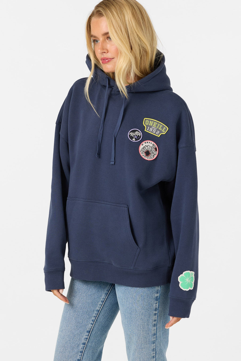 Patches Oversized Navy Hoodie