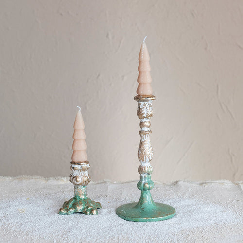 Green & Gold Taper Candle Holder