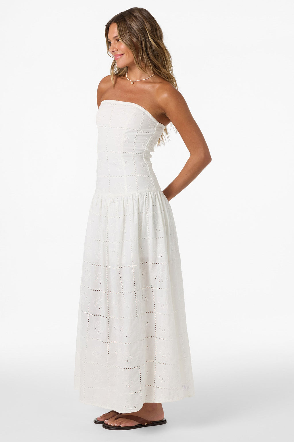 Maisie Eyelet Drop Waist Maxi Dress