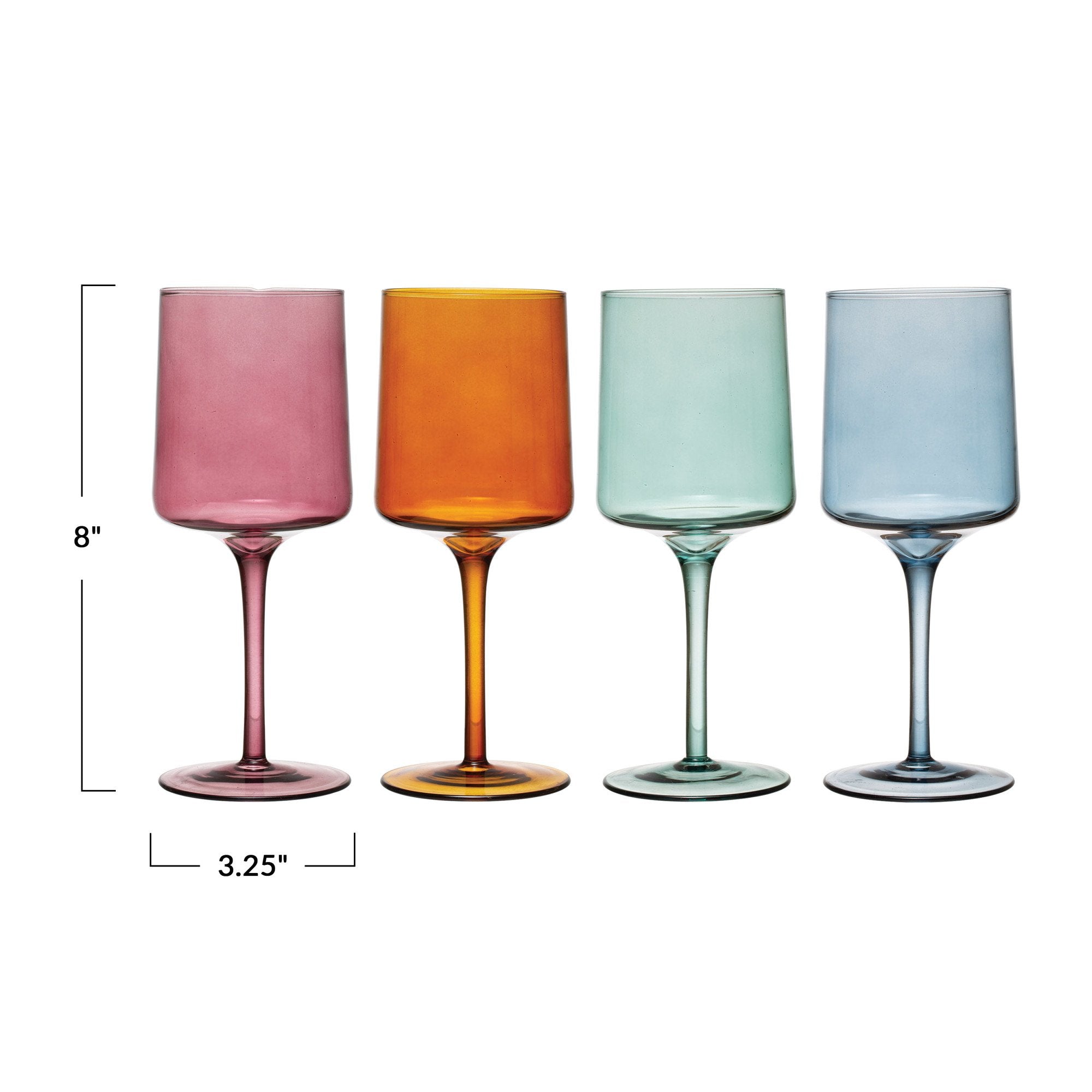 Color Stemmed Wine Glass Set of 4