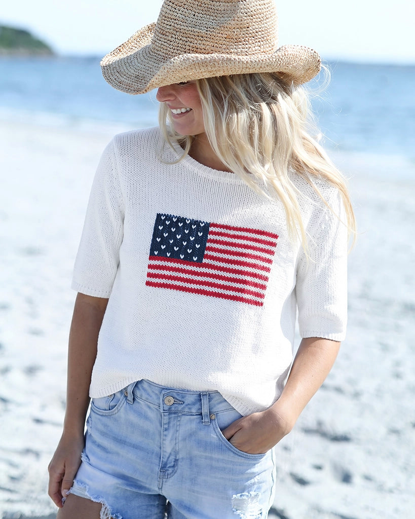 Flag Short-Sleeve Sleeve Sweater