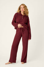 Cozy Cable Chenille Wine Pants