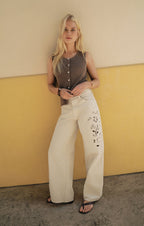 The Show Off Soapstone Eyelet Bowed Jeans