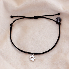 Paw Print Charm Black Bracelet