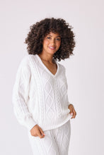 Ivory Cozy Cable V Sweater