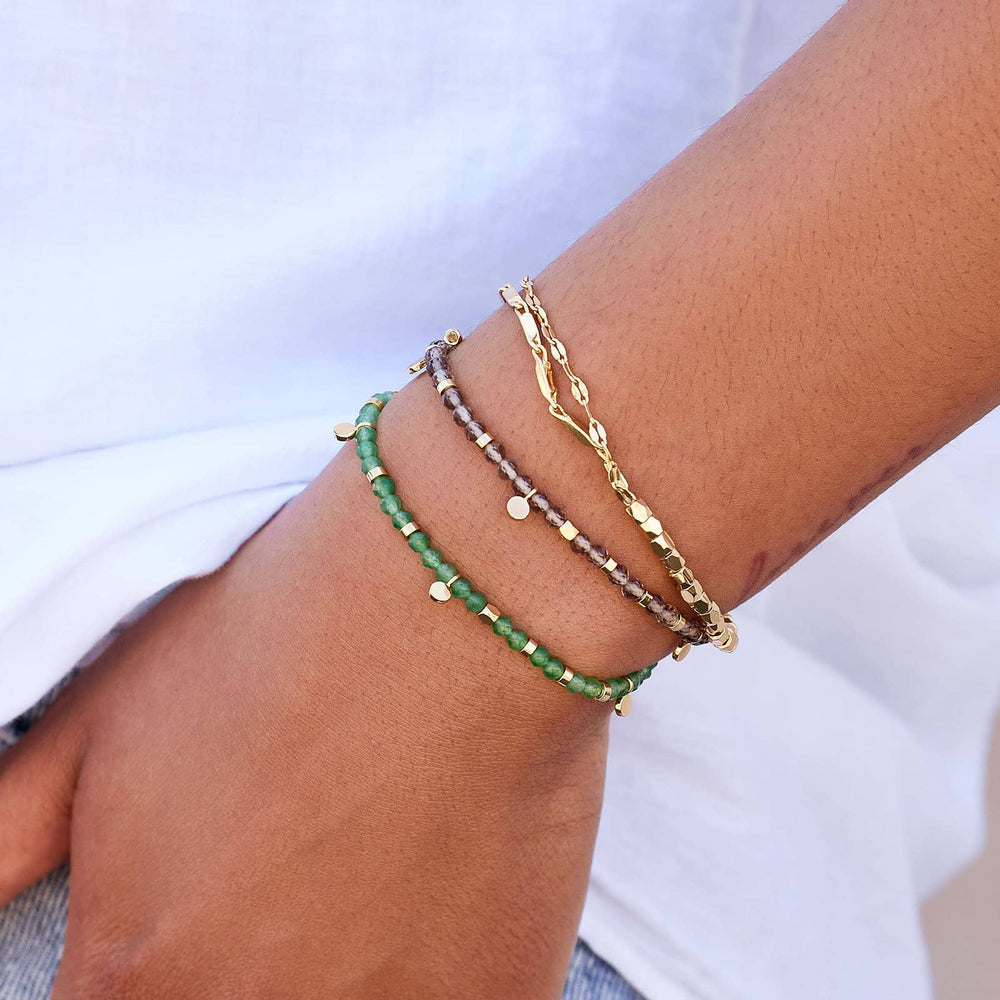 Gold Chain & Beaded Stretch Bracelet