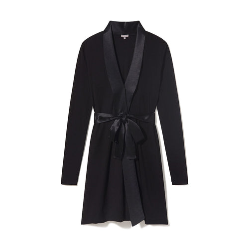 Elijah Black Satin Trim Robe