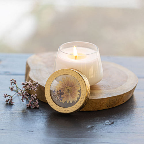 Vanilla Rain Small Pressed Floral Candle