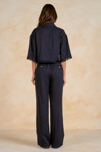Lara Navy Button Top