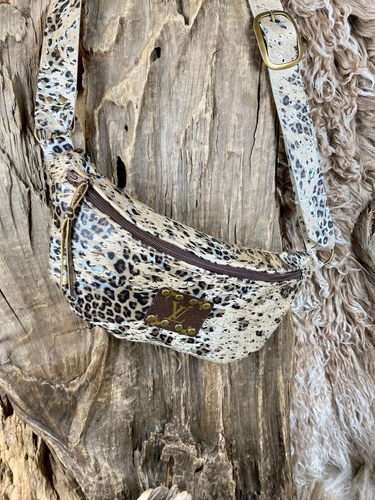 LV Silver Leopard Upcycled Bum Bag