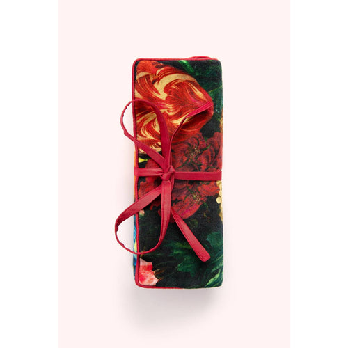 Chocolate Brown Opulent Floral Jewelry Roll