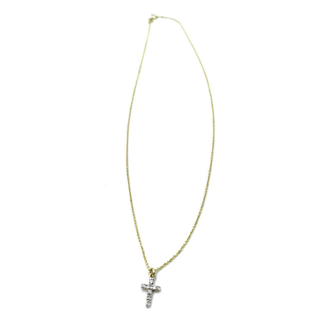 14K Gold & Diamonds Petite Cross Necklace