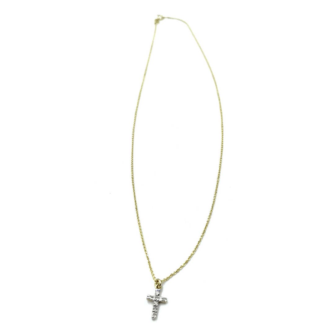 14K Gold & Diamonds Petite Cross Necklace