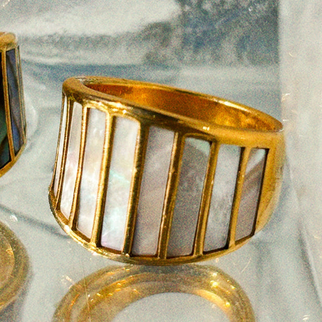 Cambria White Abalone Ring