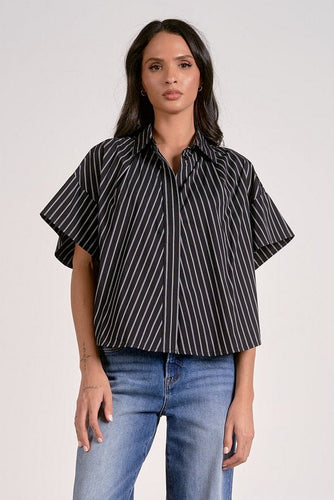 Cyndi Stripe Button-Up Blouse