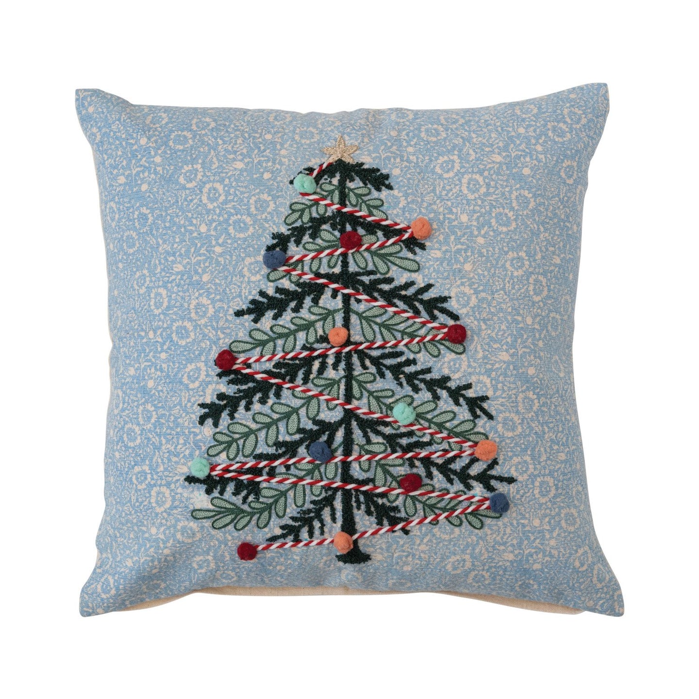 Embroidered Christmas Tree Pillow