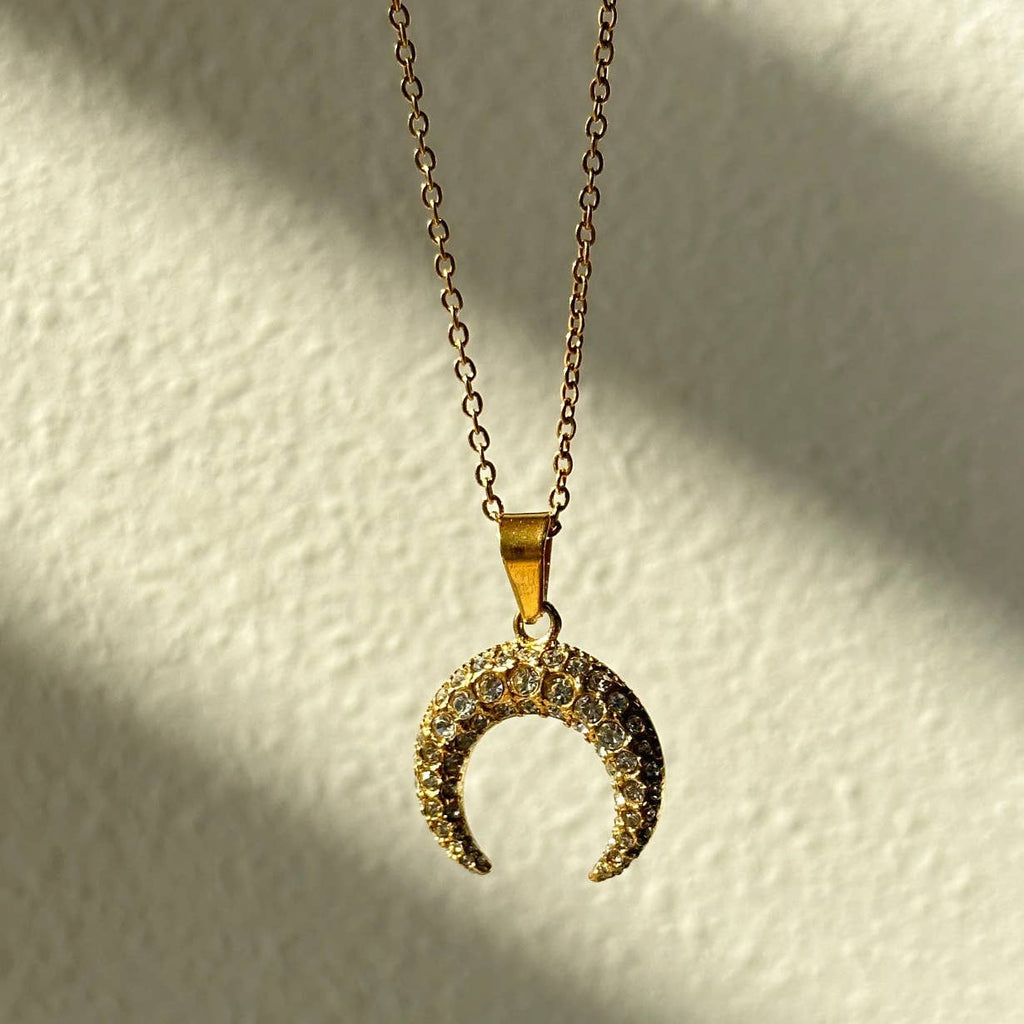 CZ Crescent Moon Necklace