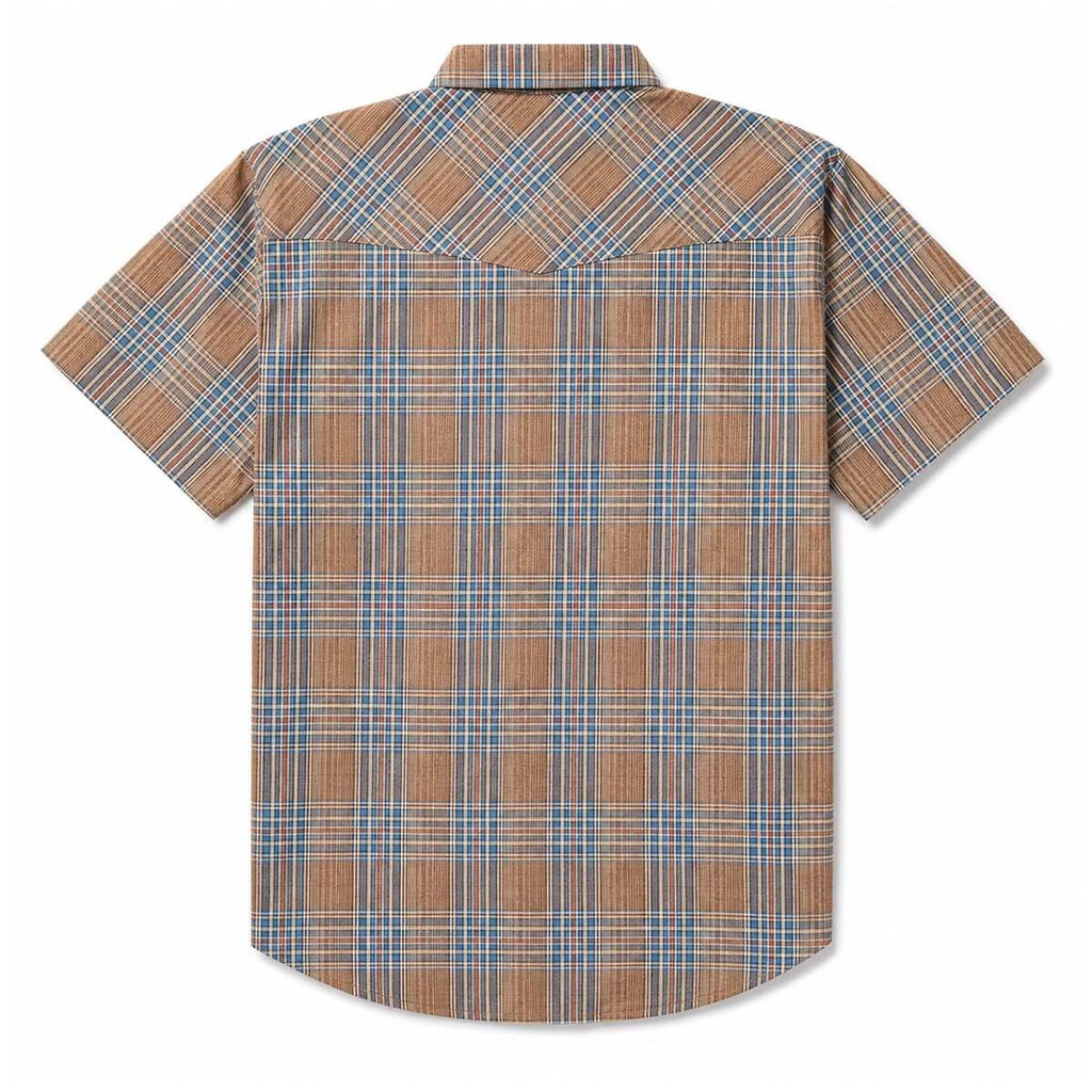 Sawtooth Faded Navy Plaid Snap Shirt