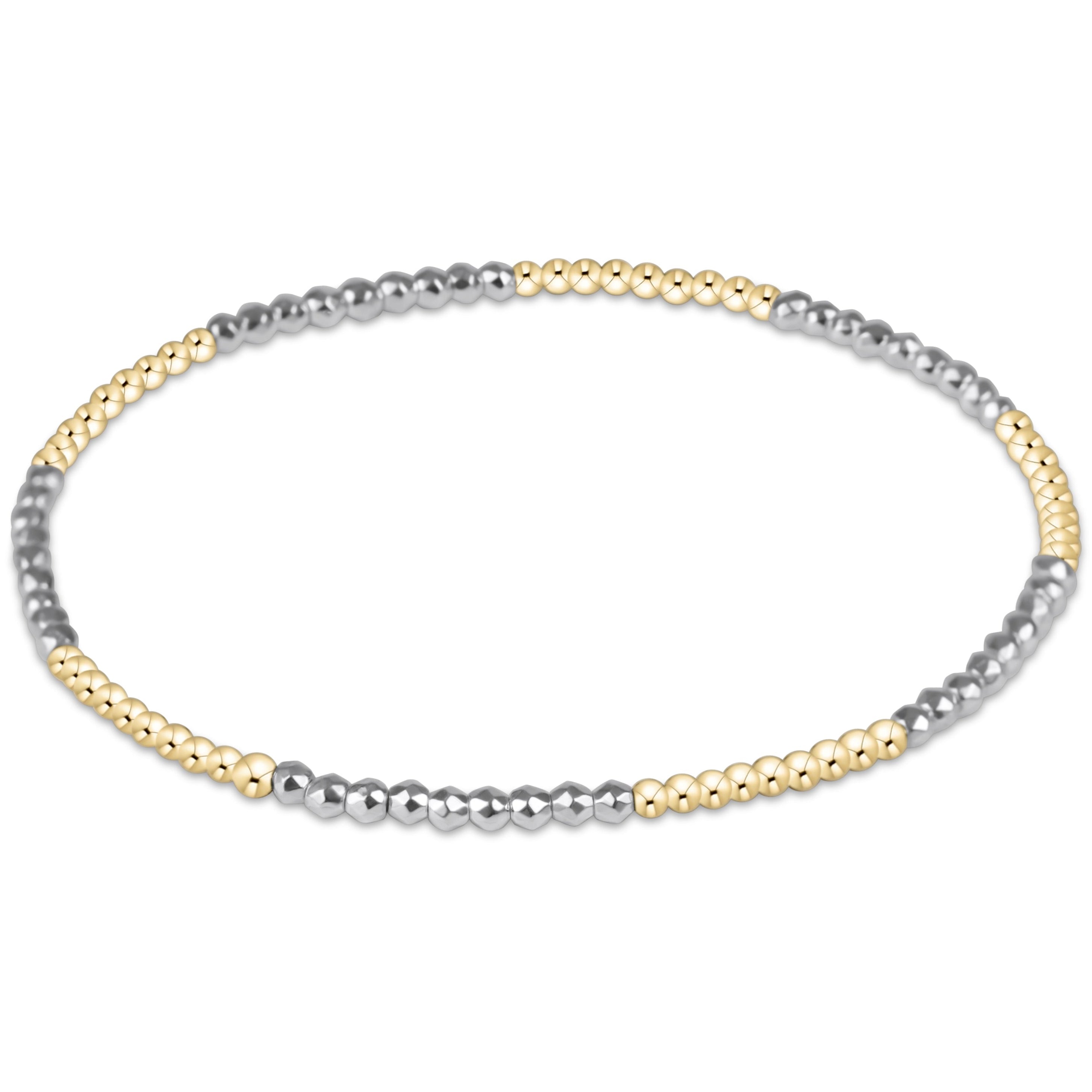 Blissful Pattern 2mm Bright Silver Faceted Hematite Bracelet