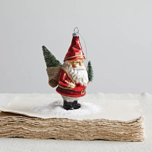 Glass Garden Santa Ornament