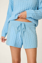 Cozy Cable Chenille Cloud Blue Shorts