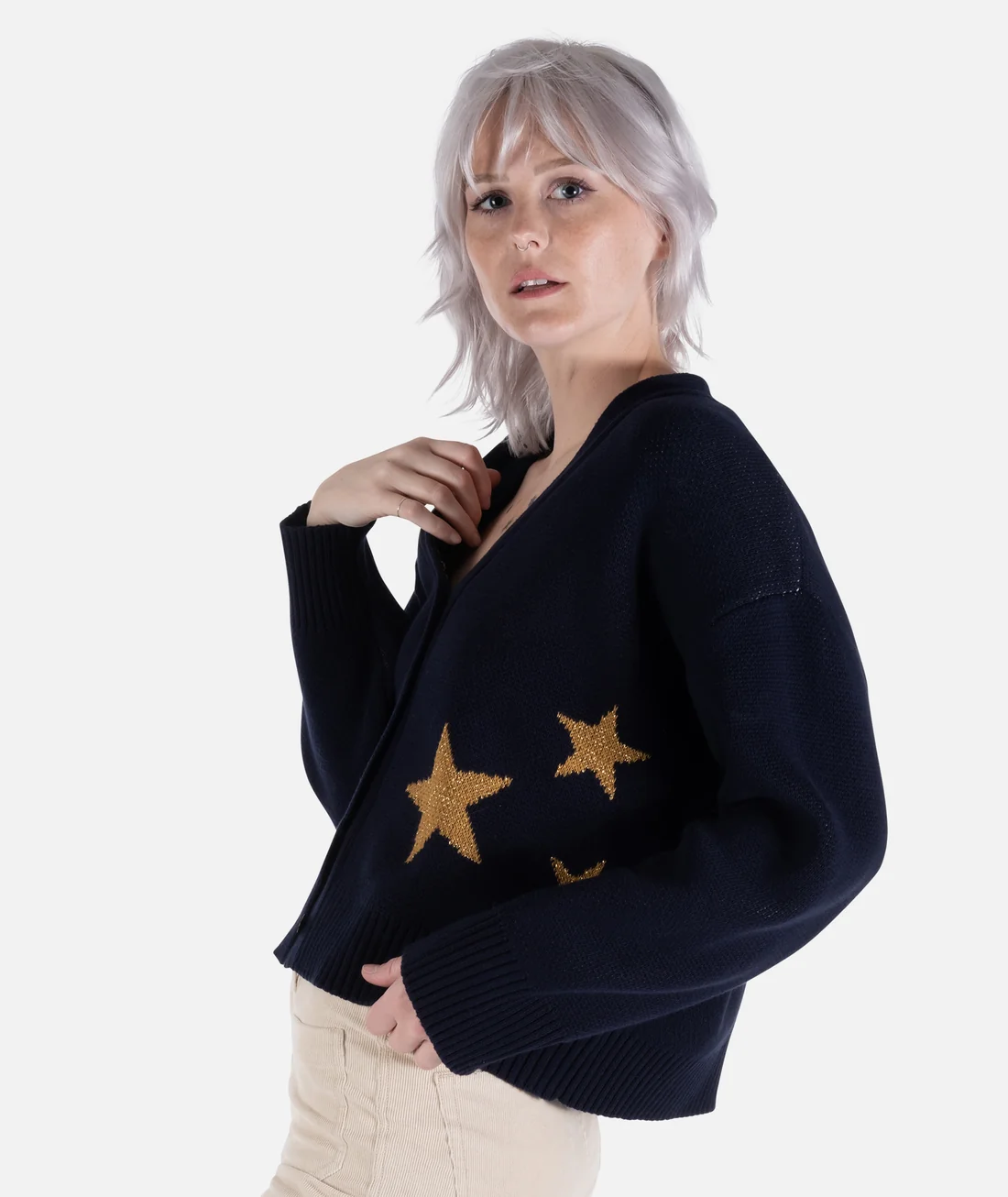 Siren Navy Jacquard Cardigan