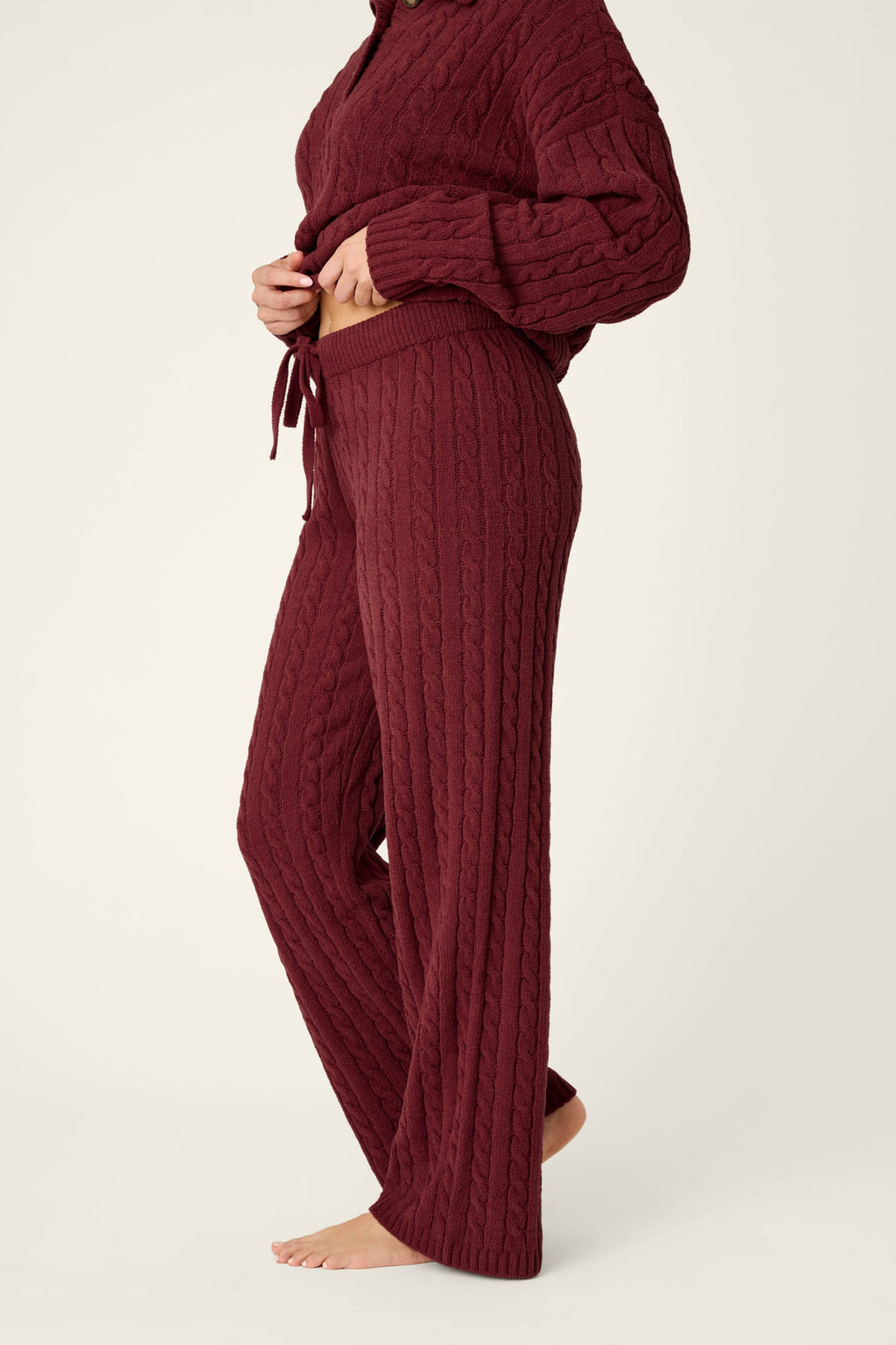 Cozy Cable Chenille Wine Pants
