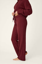 Cozy Cable Chenille Wine Pants