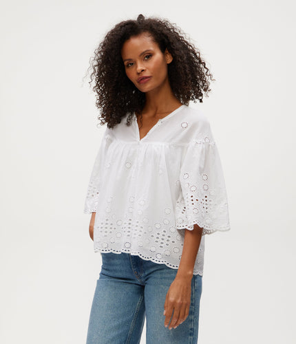 Gloria Eyelet Flutter Top