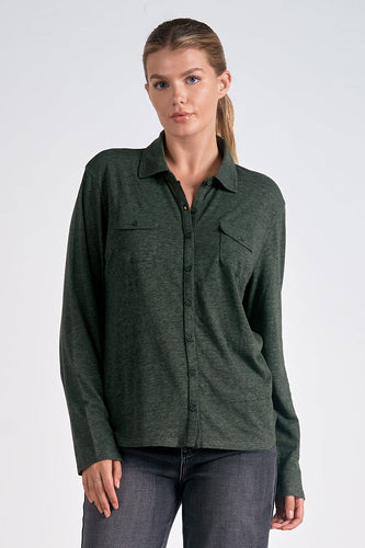 Olive Button-Up Tee