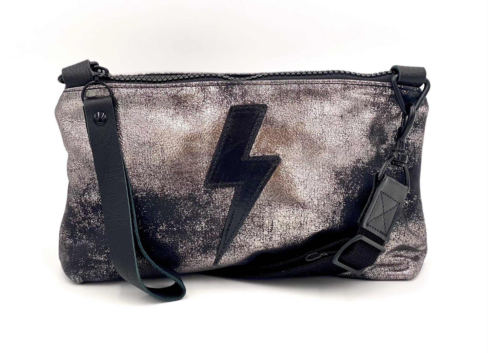 Nancy Metallic Lightning Bolt Crossbody