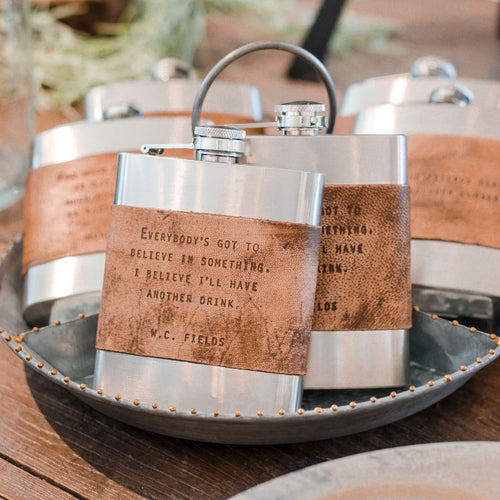 Leather Wrap Quote Flask