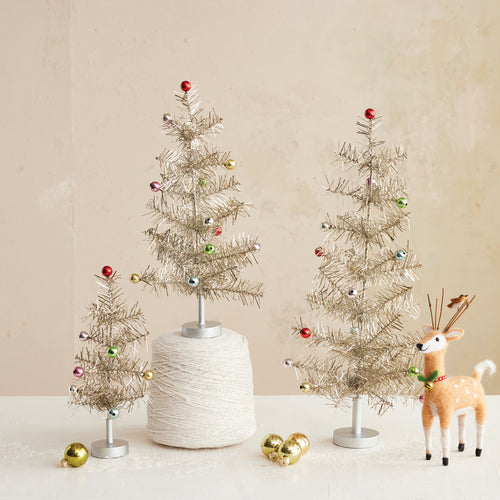 Silver Tinsel Ornament Tree