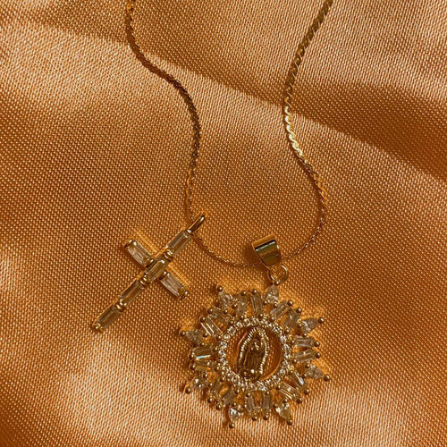 Majesty Double Charm CZ Religious Necklace