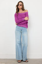 Carol Fuchsia Off-Shoulder Sweater
