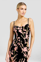 Giovanna Black Velvet Floral Gown
