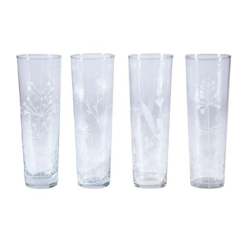Etched Botanicals Drinking Glass Set