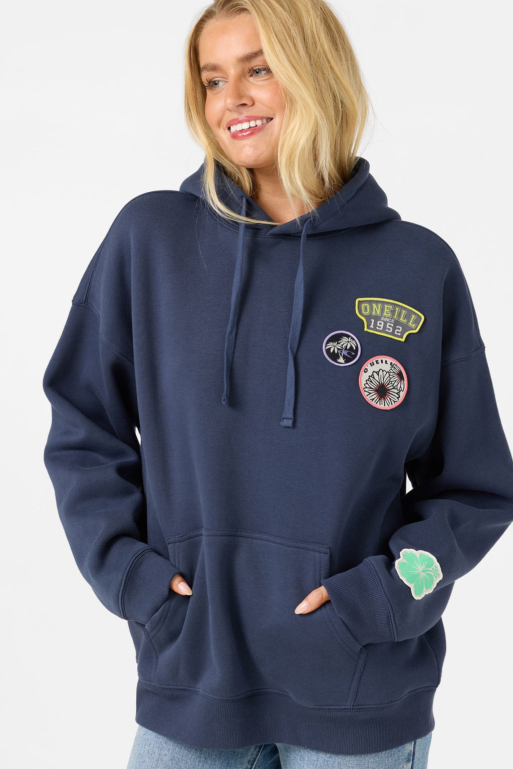 Patches Oversized Navy Hoodie