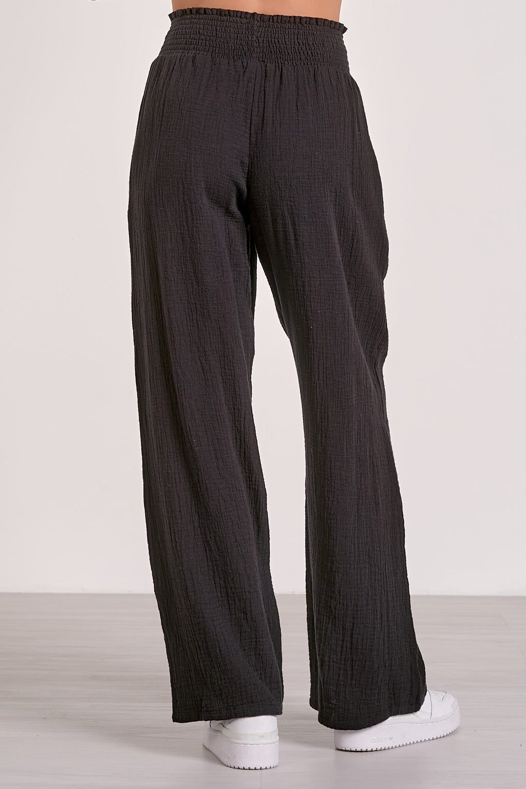 Black Gauze Smocked Pant