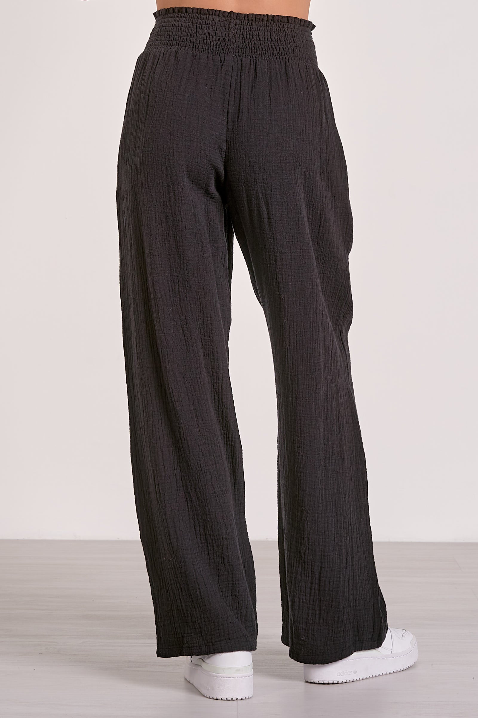 Black Gauze Smocked Pant