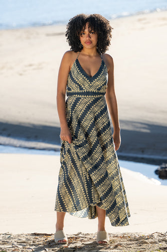 Hemi Cotton Blue Halter Dress
