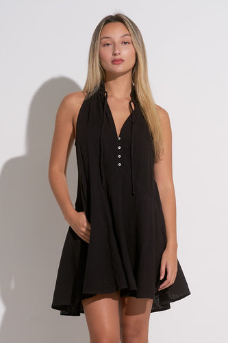 Black Gauze Mini Dress