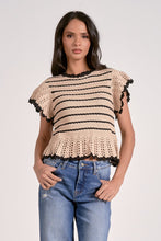 Nina Stripe Ruffle Sleeve Sweater