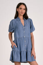 Denim Puff Sleeve Mini Dress