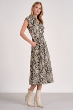 Neutral Print Midi Dress